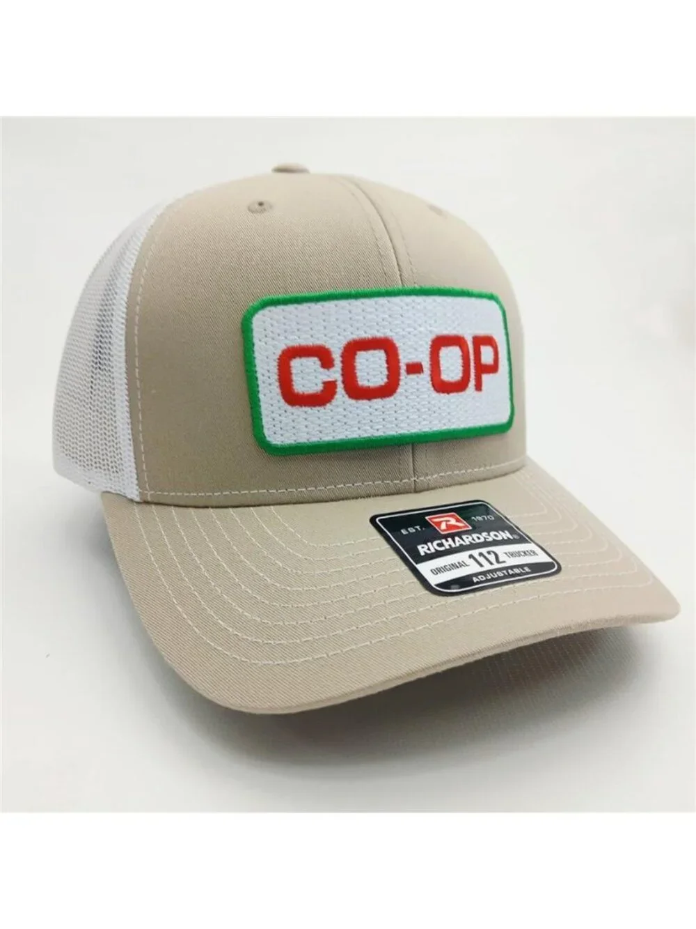 Retro CO-OP Farm Trucker Hat Vintage Agricultural Patch Richardson 112 Cap Khaki